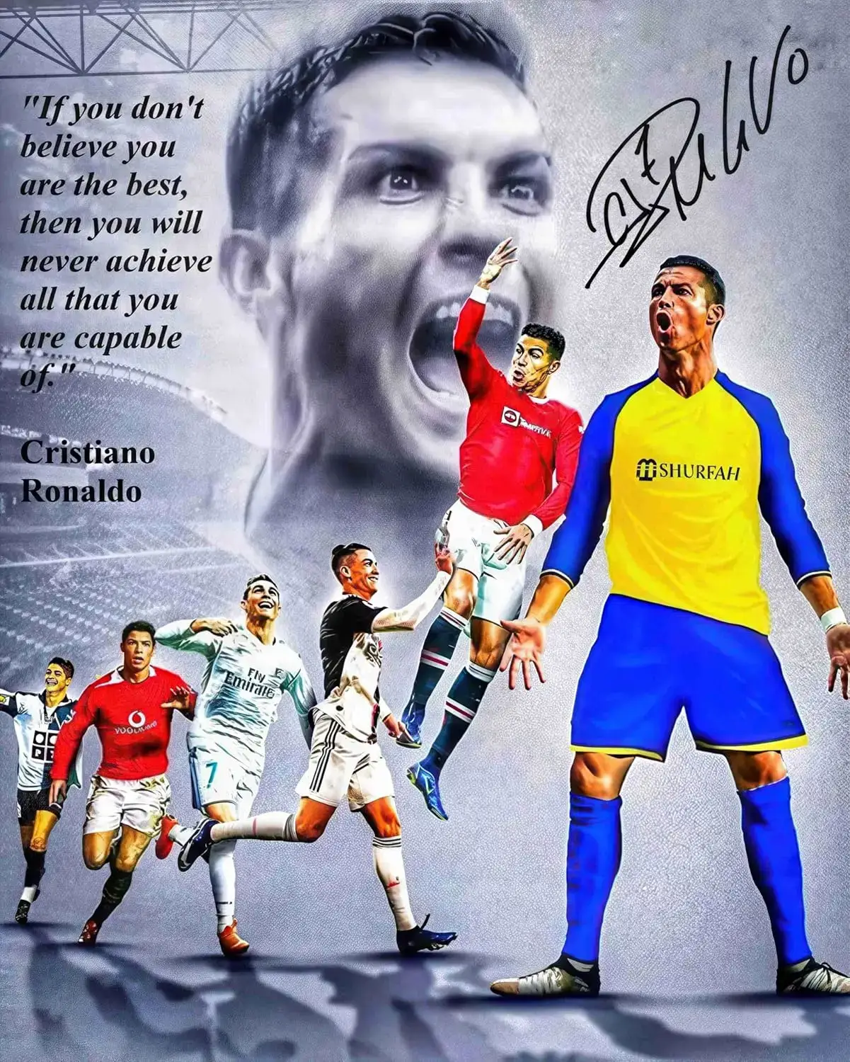 Cristiano Ronaldo Signed Poster Wall Decor