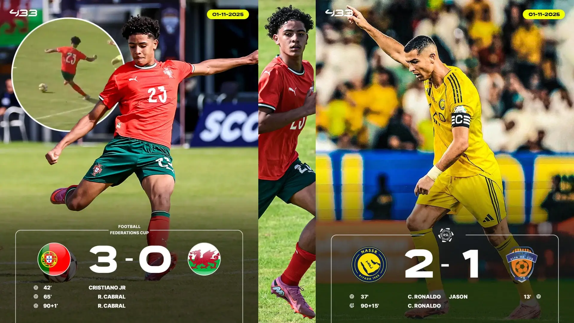 Cristiano Ronaldo and His Son Cristiano Jr. Both Scored on the Same Day Yesterday