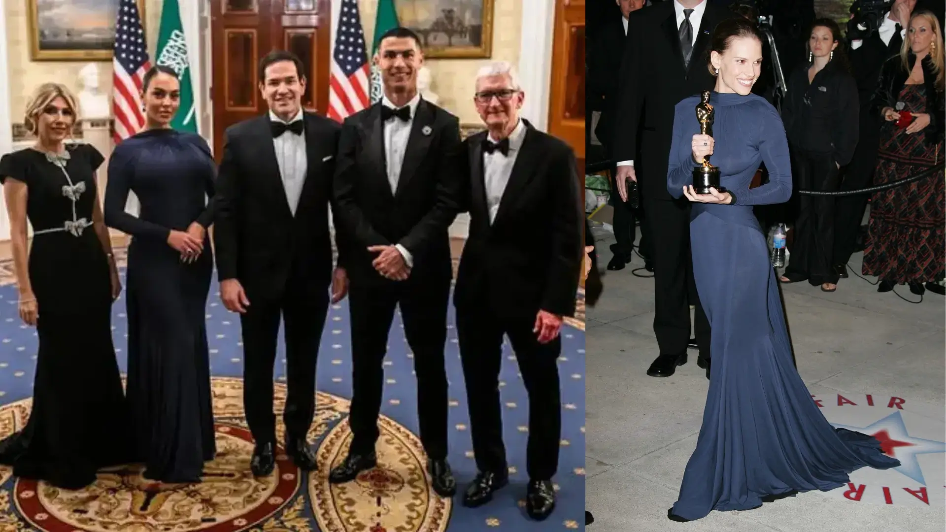Georgina Rodríguez Stuns in Hilary Swank’s 2005 Oscar-Style Gown at White House Event with Ronaldo